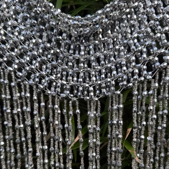 Silver Fringe Statement Belt/Shawl - NOTE SIZING - Picture 3 of 7